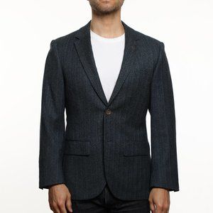 Indochino Navy Wool Herring Blazer 2-Button Made To Measure 36-in Chest Short